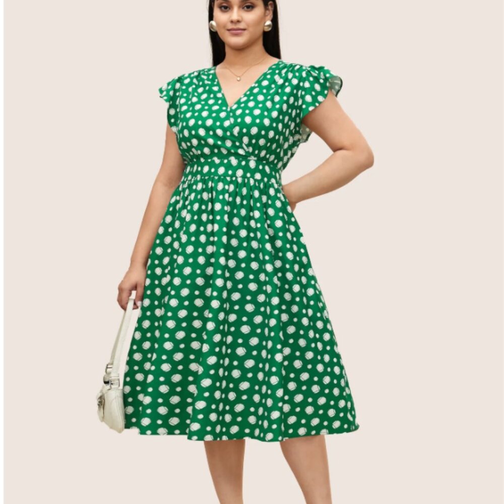 BloomChic Green and White Polka Dot Maxi Dress